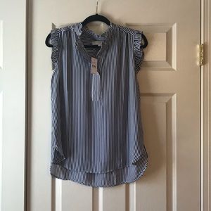 NWT Loft Blue and White Striped Top